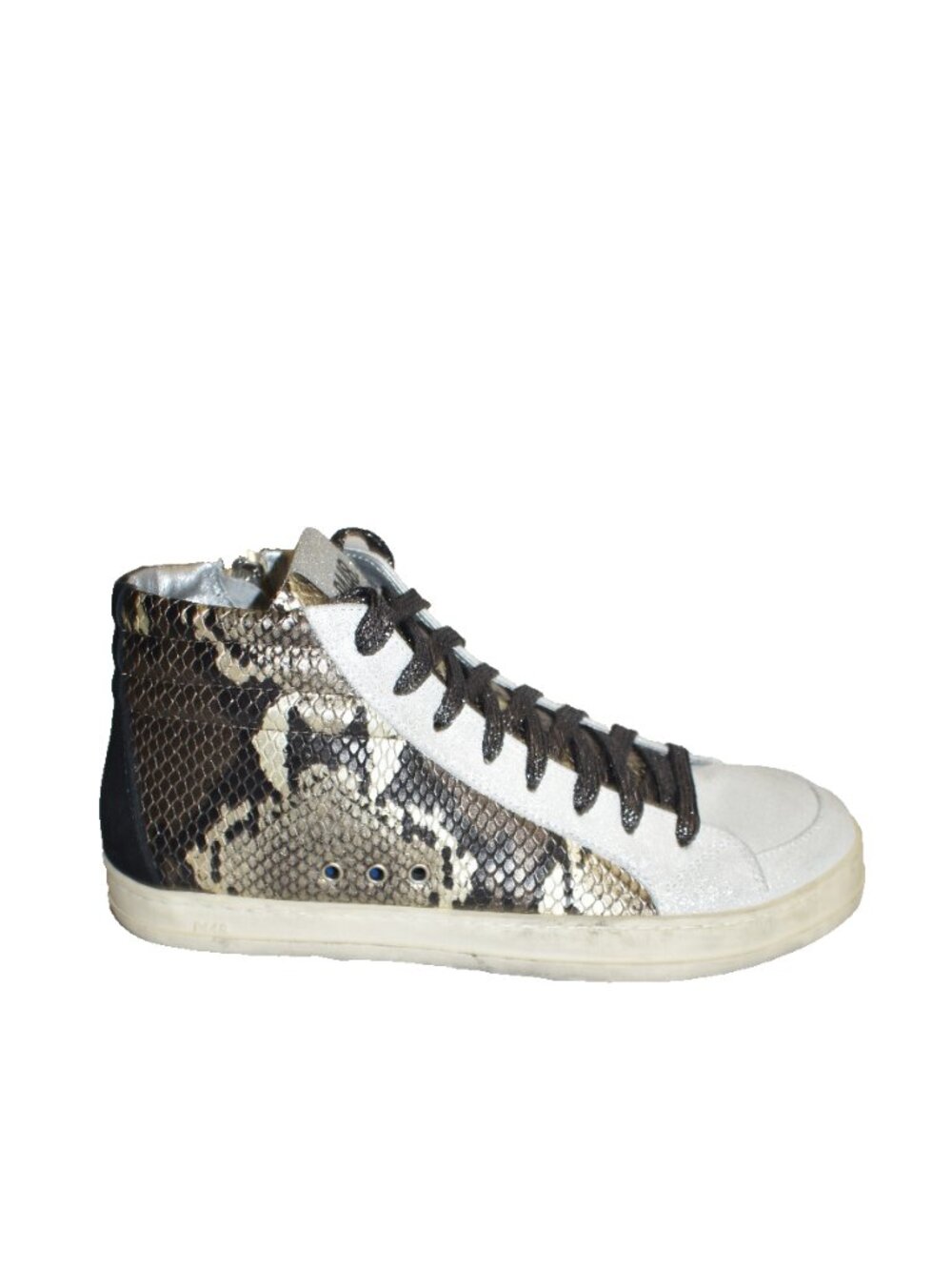 New! P448 Skate Snakeskin Print High Top Sneaker Glitter Laces/Suede 38 8 DD35